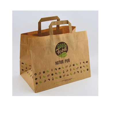 Papiertragetaschen braun - Good Food - 32+22x25cm - 1 Stück