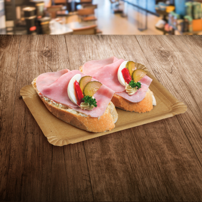 Pappteller eckig - BRAUN - Fettdicht - 13 x 20cm - 250 Stück