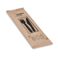 Besteck Set - Holz - Gabel+Messer+Serviette - 60 Sets