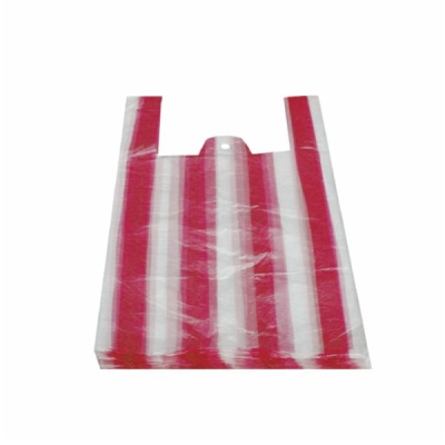 Hemdchen - Tragetaschen - HDPE - rot Gestreift - 10 Kg - 100 Stück