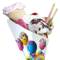 Spitztüte - 350ml - Bubble Waffel -  Bunte Lollis - 500 Stück